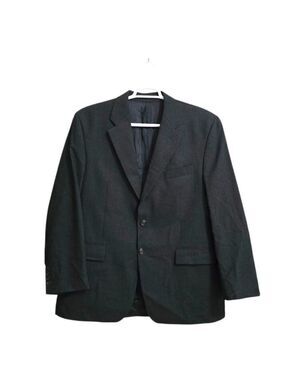 Chaps Ralph Lauren Vintage 90s Charcoal Gray Wool Single Breasted Blazer Sz 44R